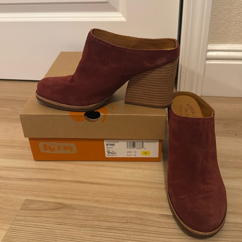 NEW Wine color heeled mules